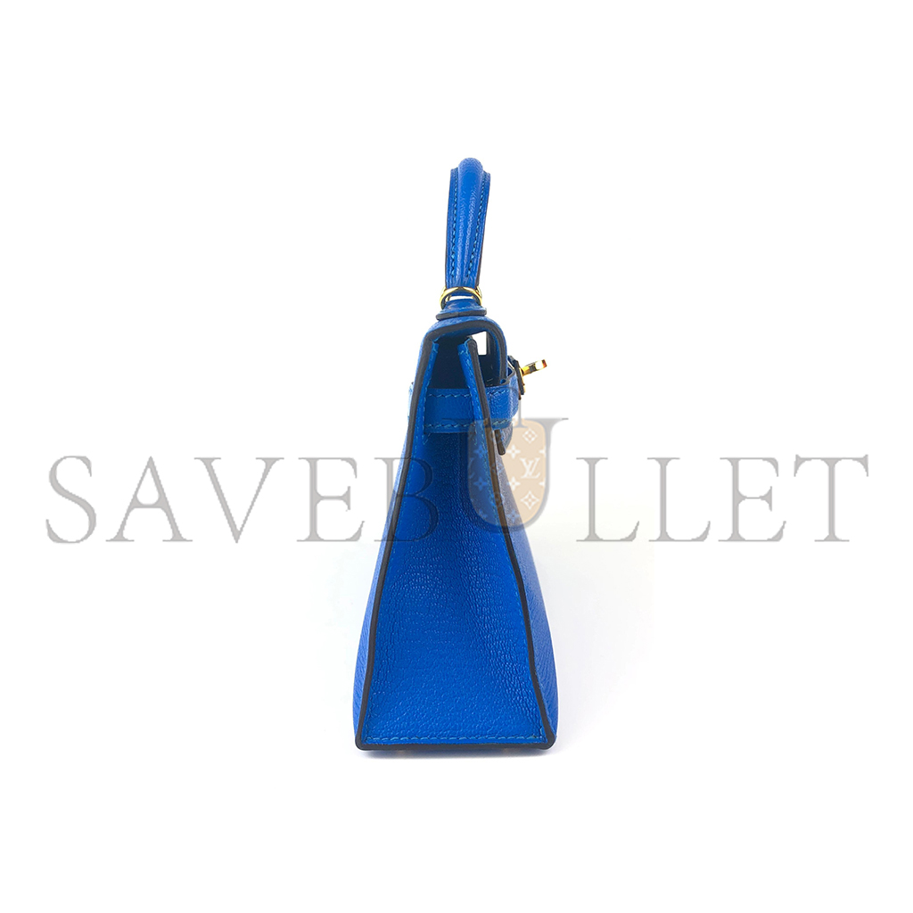 H**mes master mini kelly ii blue hydra chÈvre leather gold hardware (19*12*5.5cm)